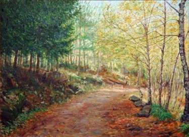 Painting titled "Caminho na Mata - ó…" by Rui Albuquerque, Original Artwork