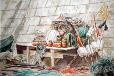 Painting titled "Apetrechos de Pesca…" by Rui Albuquerque, Original Artwork