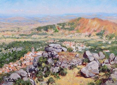 Malerei mit dem Titel "Monsanto - Panorâmi…" von Rui Albuquerque, Original-Kunstwerk