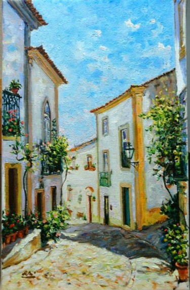 Painting titled "Rua de Constância -…" by Rui Albuquerque, Original Artwork, Oil