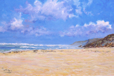 Painting titled "praia-da-foz-do-are…" by Rui Albuquerque, Original Artwork, Oil