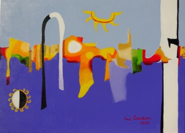 Malerei mit dem Titel ""FESTAS DA CIDADE"" von Rui Carreira, Original-Kunstwerk, Öl Auf Keilrahmen aus Holz montiert