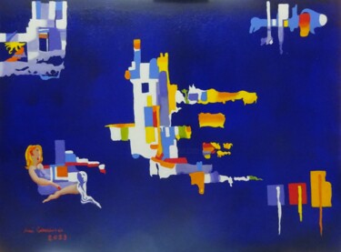 Painting titled ""A MANSÃO"" by Rui Carreira, Original Artwork, Oil Mounted on Wood Stretcher frame