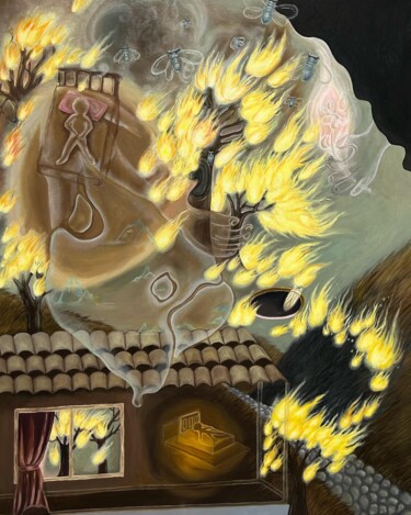 Malerei mit dem Titel "flam is the shape o…" von Ruimin Ma, Original-Kunstwerk, Öl