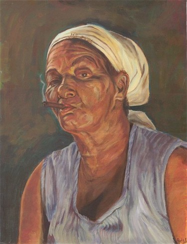 Malerei mit dem Titel "Vieille cubaine au…" von Ruisegord, Original-Kunstwerk, Acryl