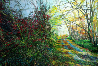 Peinture intitulée "Chemin en forêt van…" par Ruisegord, Œuvre d'art originale, Acrylique