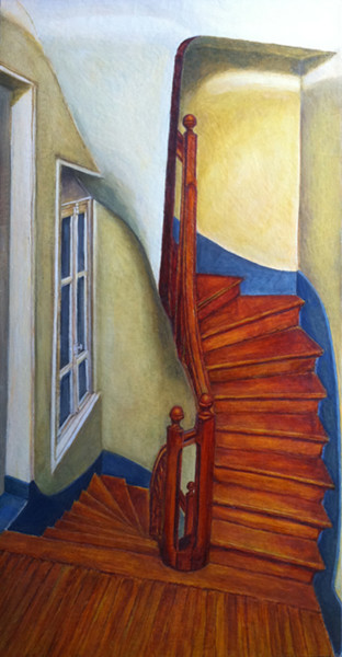 Pintura intitulada "Escaliers d'immeubl…" por Ruisegord, Obras de arte originais, Acrílico