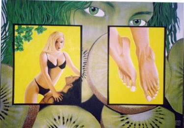 Painting titled "LES KIWIS DE L'AMOUR" by Jean-François Ruiz-Cuevas, Original Artwork