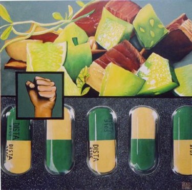 Peinture intitulée "SALADE PROZAC" par Jean-François Ruiz-Cuevas, Œuvre d'art originale