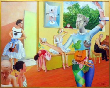 Painting titled "Homenaje a Degas" by Ruiz De Azúa Juan Carlos, Original Artwork, Oil Mounted on Wood Stretcher frame