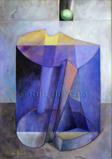 Painting titled "Cuadrado violeta in…" by Ruiz De Azúa Juan Carlos, Original Artwork, Oil