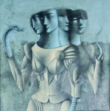 Картина под названием "The Girl, The Knigh…" - Svetlana Rumak, Подлинное произведение искусства, Акрил