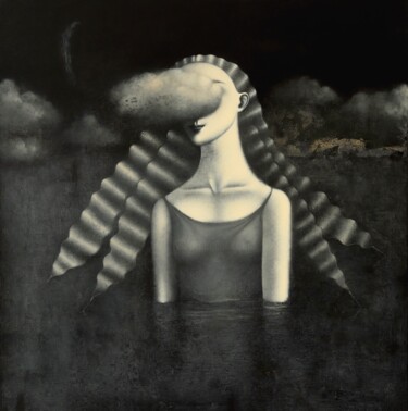 Painting titled "Lisa In The Clouds" by Svetlana Rumak, Original Artwork, Acrylic