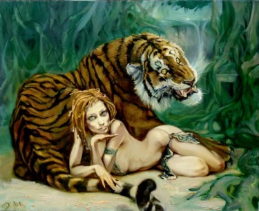 Schilderij getiteld "Arya" door Rumen Dimitrov, Origineel Kunstwerk, Olie