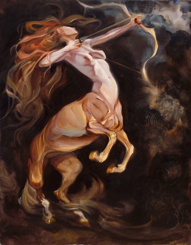 Painting titled "Sagittarius" by Rumen Dimitrov, Original Artwork, Oil
