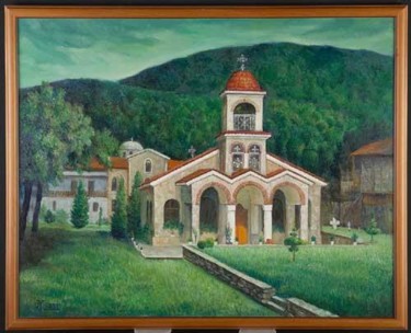 Peinture intitulée "Monastère de Vrache…" par Rumen Iovov, Œuvre d'art originale