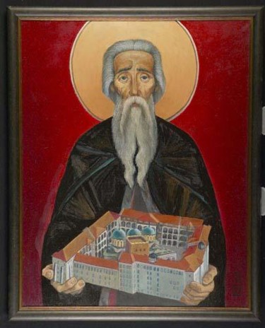 Peinture intitulée "Monastère de Rila" par Rumen Iovov, Œuvre d'art originale