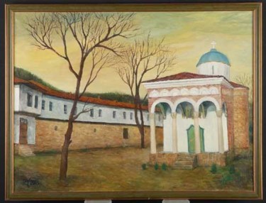 Peinture intitulée "Monastère de Prisovo" par Rumen Iovov, Œuvre d'art originale