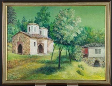 Peinture intitulée "Monastère de Tetevè…" par Rumen Iovov, Œuvre d'art originale