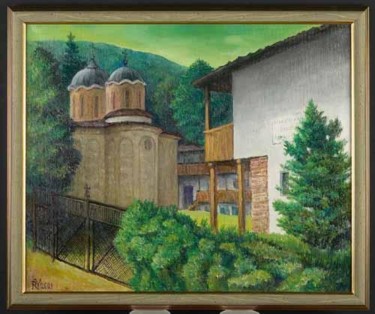 Peinture intitulée "Monastère de Batosh…" par Rumen Iovov, Œuvre d'art originale