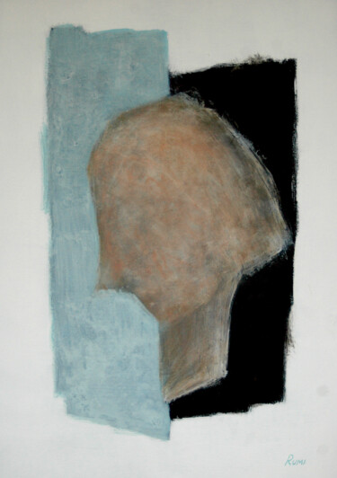 Minimalist abstract portrait painting. Silhouette. Картина под названием "Minimalist abstract…" - Rumen Spasov, Подлинное произведение искусства, Акрил