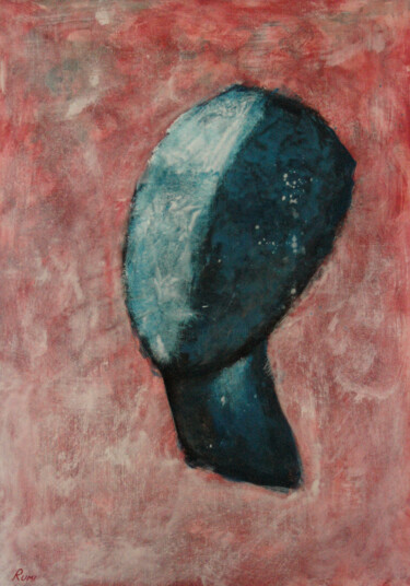 Minimalist abstract portrait painting. Silhouette Картина под названием "Minimalist abstract…" - Rumen Spasov, Подлинное произведение искусства, Акрил