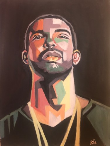 Painting titled "Drake portrait" by Rupa Lingam, Original Artwork, Acrylic