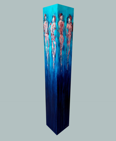 Скульптура под названием "totem: turquoise on…" - Rupert Cefai, Подлинное произведение искусства