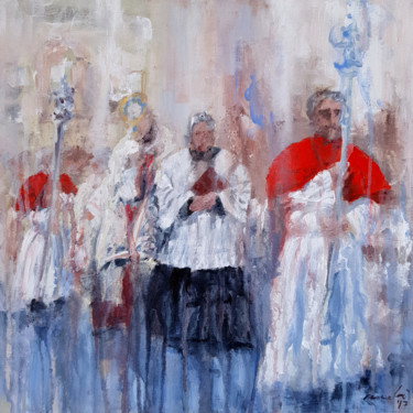Painting titled "procession 180917" by Rupert Cefai, Original Artwork, Acrylic