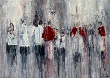 Painting titled "men in dresses 18.34" by Rupert Cefai, Original Artwork, Acrylic