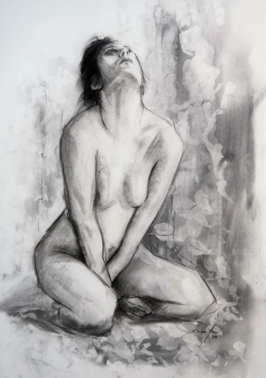 Σχέδιο με τίτλο "nude 19.06" από Rupert Cefai, Αυθεντικά έργα τέχνης, Κάρβουνο