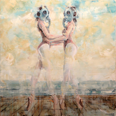 Painting titled "a duet with the inn…" by Rupert Cefai, Original Artwork, Oil Mounted on Wood Stretcher frame