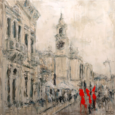 Painting titled "Birgu Waterfront 21…" by Rupert Cefai, Original Artwork, Acrylic Mounted on Wood Stretcher frame