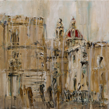 Painting titled "Victory Square Birgu" by Rupert Cefai, Original Artwork, Acrylic Mounted on Wood Stretcher frame