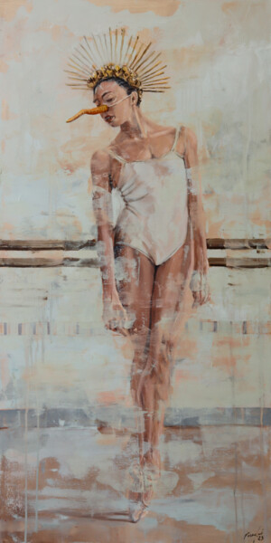 Painting titled "lie to me" by Rupert Cefai, Original Artwork, Oil Mounted on Wood Stretcher frame