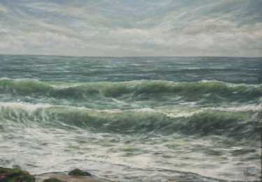 Painting titled "Ocean waves" by Ruslan Bielian, Original Artwork, Oil