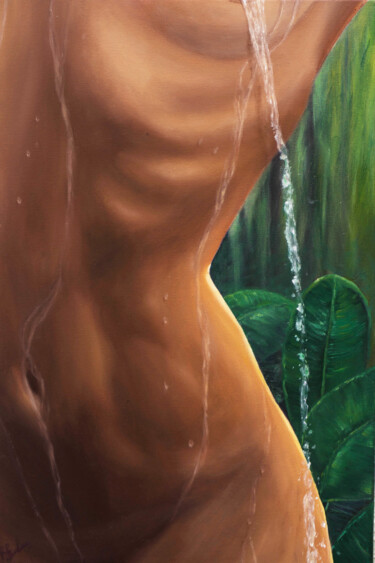 Painting titled "Summer shower" by Ruslan Bielian, Original Artwork, Oil