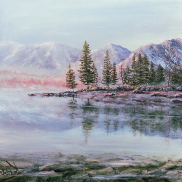 Schilderij getiteld "The Lake" door Ruslan Bielian, Origineel Kunstwerk, Olie