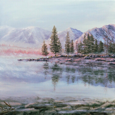 Painting titled "The Lake" by Ruslan Bielian, Original Artwork, Oil