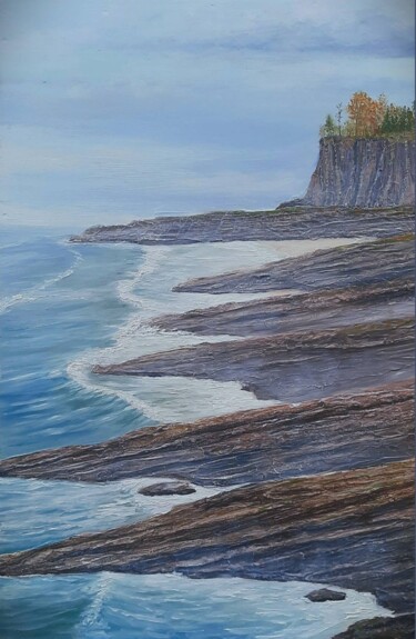 Картина под названием "Ocean rocks" - Ruslan Bielian, Подлинное произведение искусства, Акрил