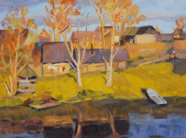 Картина под названием "Landscape "autumn i…" - Ruslan Gubaydullin, Подлинное произведение искусства, Масло Установлен на Дер…