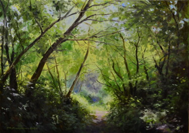 Картина под названием "В тени деревьев" - Ruslan Kiprych, Подлинное произведение искусства, Масло