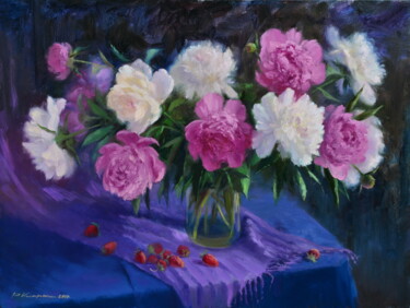 Картина под названием "Пионы" - Ruslan Kiprych, Подлинное произведение искусства, Масло