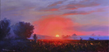Картина под названием "Рассвет и туман" - Ruslan Kiprych, Подлинное произведение искусства, Масло