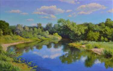 Картина под названием "Лесная река" - Ruslan Kiprich, Подлинное произведение искусства, Масло