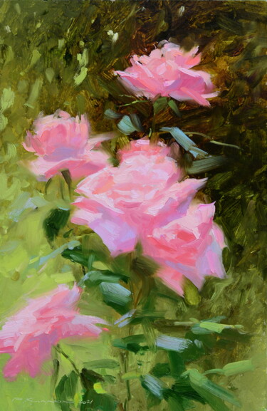Malerei mit dem Titel "Розы в солнечный де…" von Ruslan Kiprych, Original-Kunstwerk, Öl