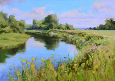 Картина под названием "У реки" - Ruslan Kiprych, Подлинное произведение искусства, Масло