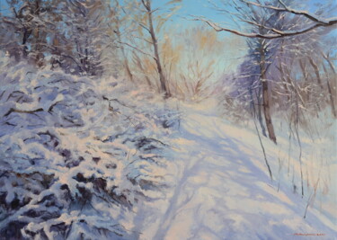 Картина под названием "Заснеженый склон" - Ruslan Kiprych, Подлинное произведение искусства, Масло