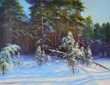 Peinture intitulée "Январский день в зи…" par Ruslan Kiprych, Œuvre d'art originale, Huile