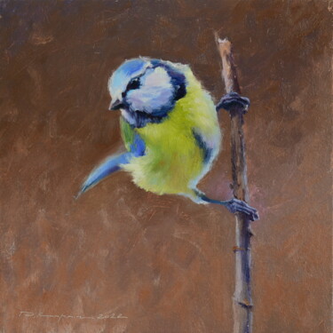 Картина под названием "Резвая синичка" - Ruslan Kiprych, Подлинное произведение искусства, Масло
